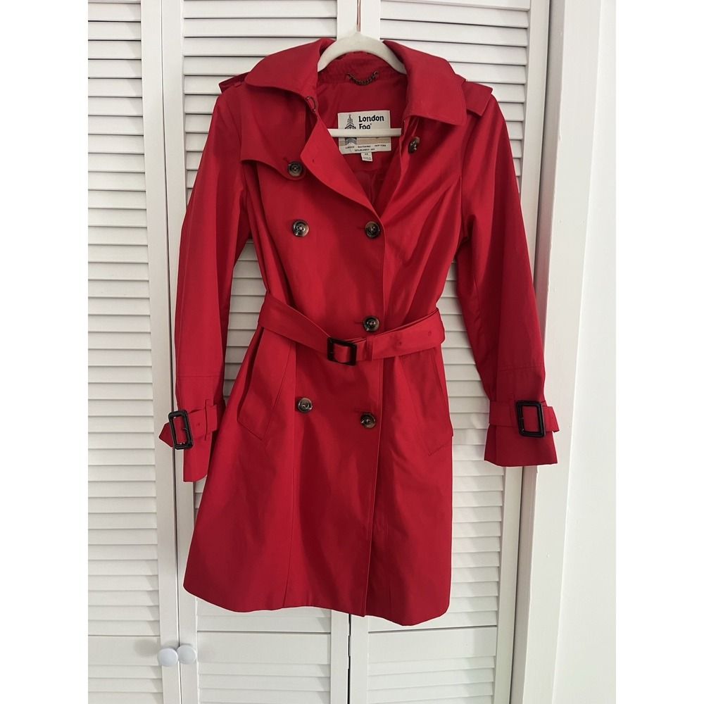 London Fog Heritage Rain Coat Long Size XS Women Detach Liner Hood Belt Button